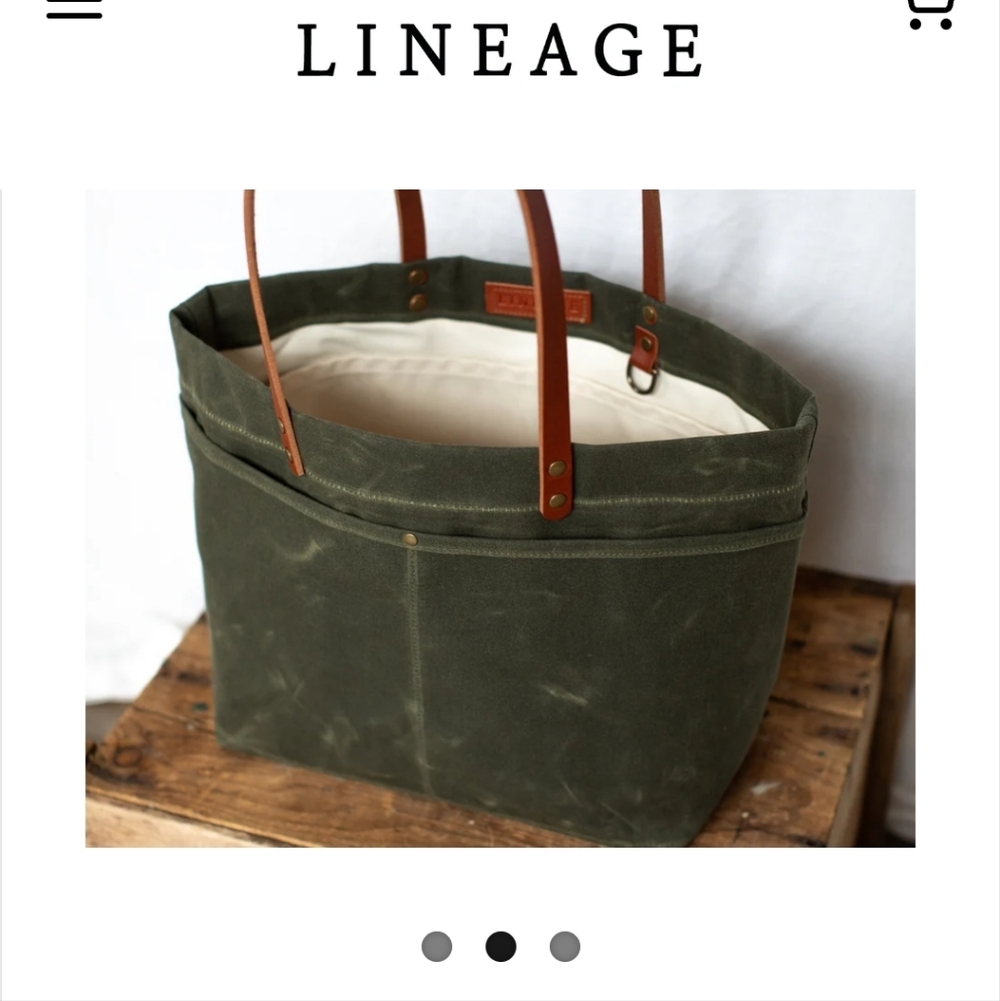 Lineage Green Tote Bag with Brown Handles